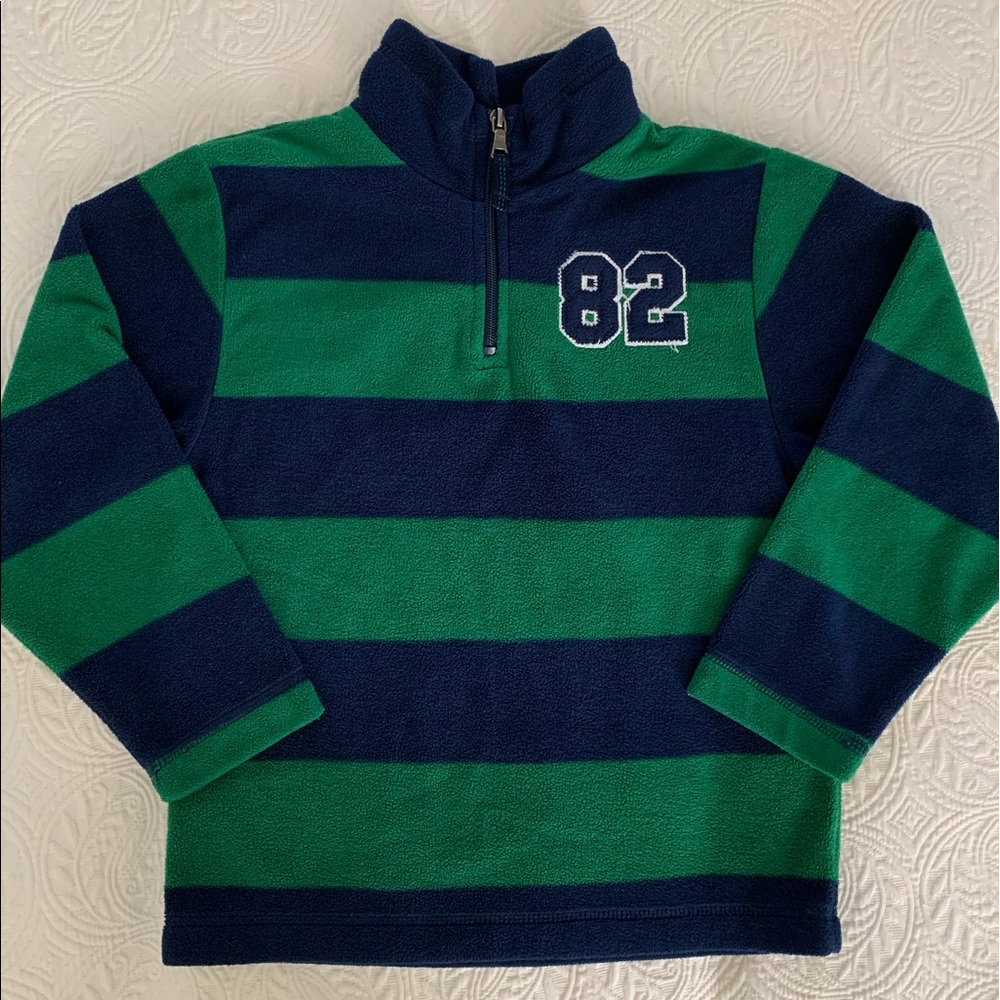 Children’s Place Set Boys S (5/6) Blue Green Stripes Fleece Top Pants - Picture 2 of 16